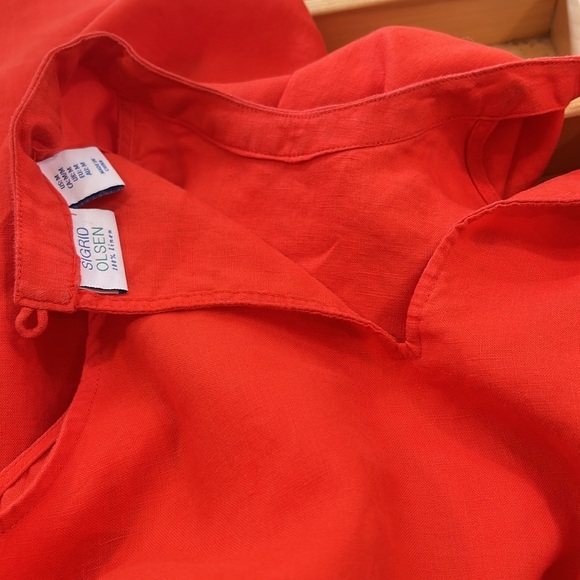Sigrid Olsen 100% Linen Halter Sleeveless Summer Dress Size Small Orange - Picture 11 of 13